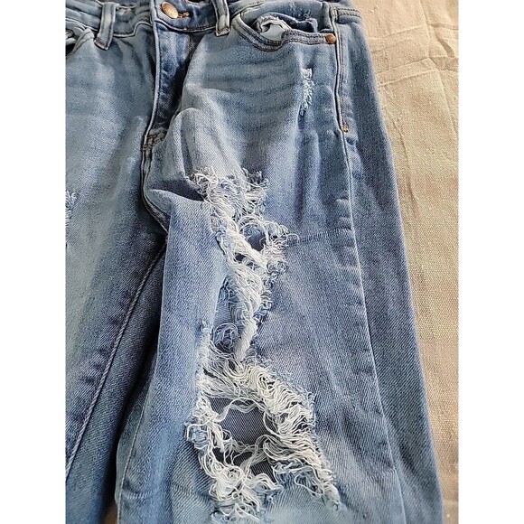 Judy Blue Womens 3 26 28x27 Jeans Boyfriend Distressed Mid Rise Medium Logo EUC - Picture 8 of 16